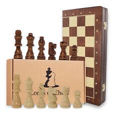 Schachspiel Schach handgeschnitzt Schachbrett Holz Chess Board klappbar 40 cm